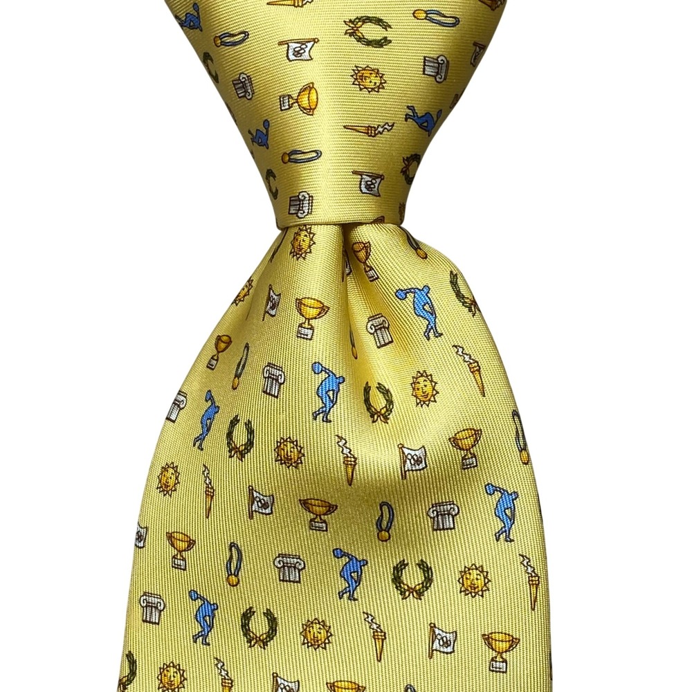 Salvatore Ferragamo‎ Silk Novelty Print Tie Olympic Games Made in Italy Preppy